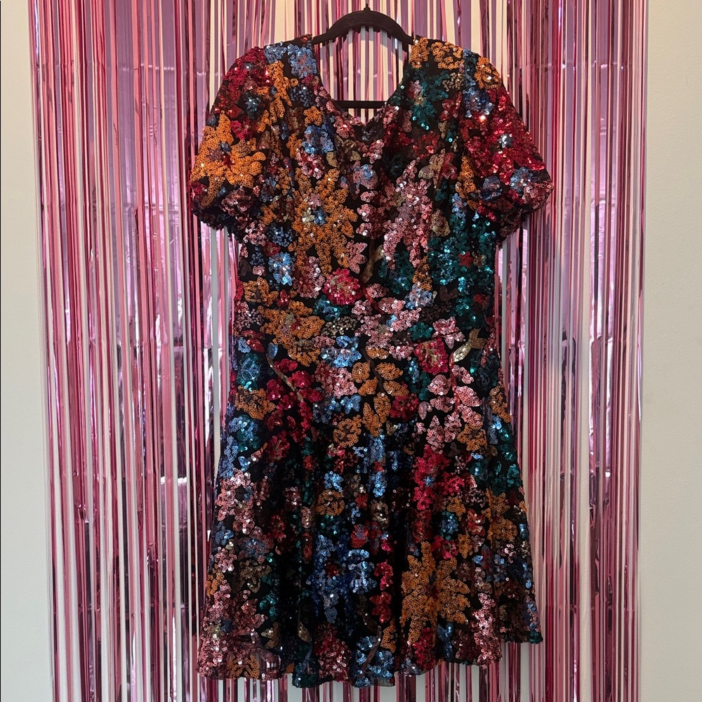 Ivy City Co Fit & Flare Sequin Floral Party Dress Size XL